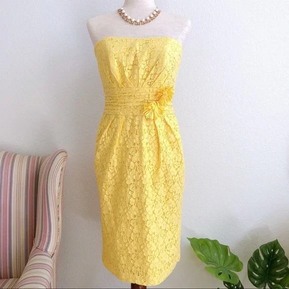 David's Bridal | Dresses | Davids Bridal Yellow Lace Bodice Dress Sz 8 |  Poshmark
